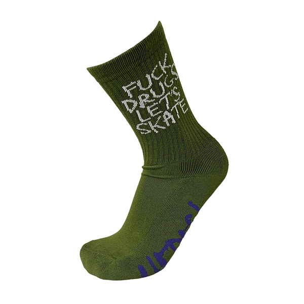 Fuck Drugs Olive Socks